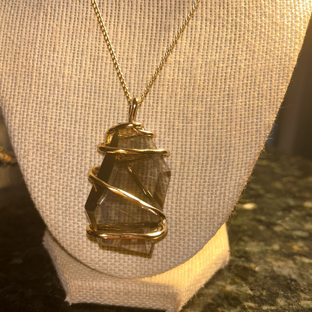 Robert Lee Morris Smokey Brown Pendant Gold Tone